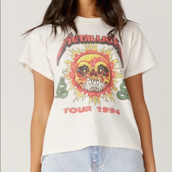 Daydreamer Tops - DAYDREAMER NWOT Metallica 1994 Reverse Girlfriend Band Tee Babydoll Small White
